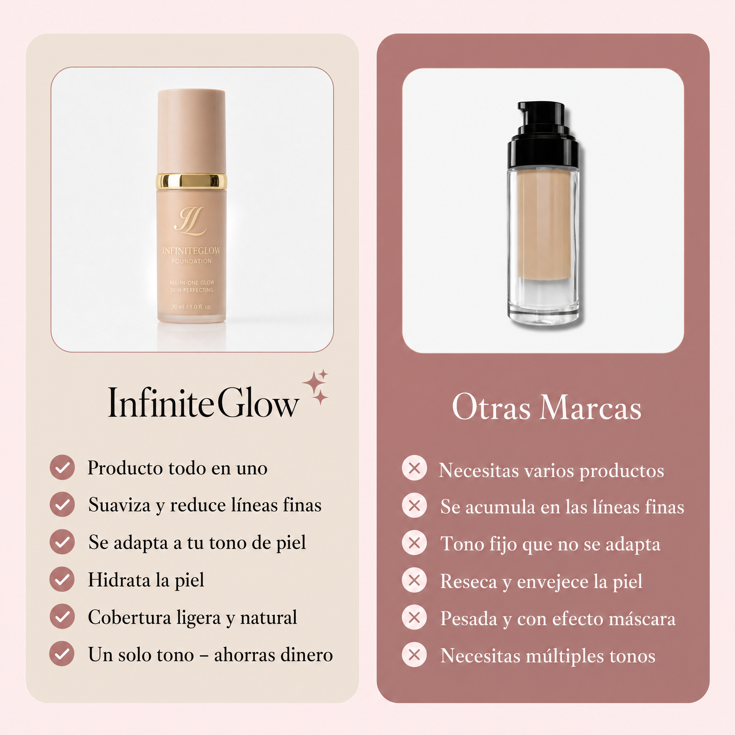 Base de Maquillaje Antiedad con Tecnología Coreana SPF 50: se adapta a tu tono de piel para un acabado natural